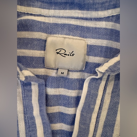 Rails Savannah Juneau Stripe Linen Blend  Blouse Sz Med - Picture 5 of 9